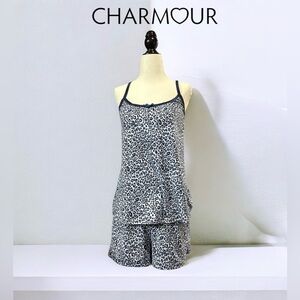 NWOT Charmour, Animal Print Blue Pajama Set With Shorts, XL, Blue &  White 🌙